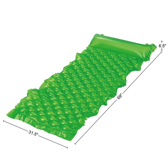Bluescape Green Neon Comfort Air Mat Inflatable Pool Float - Picture 3 of 4